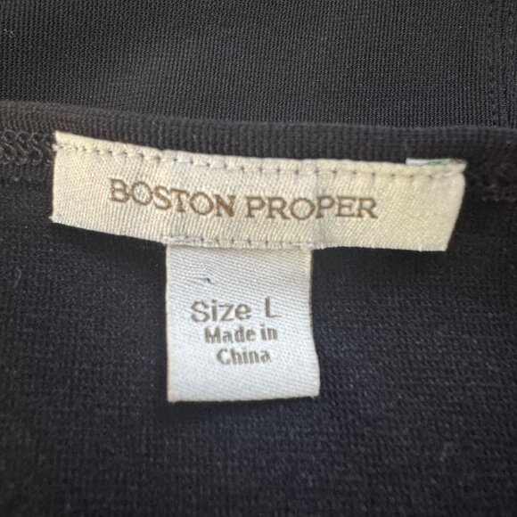 Boston Proper Size L Black Short Sleeve Scoop Neck Dress Nylon/Spandex Blend - Picture 5 of 6